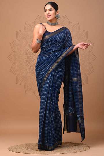 Tanishka - Bagru Hand Block Printed Silk Cotton Saree