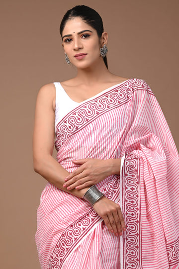 Devsena - Bagru Mul Cotton Hand-Block Printed Saree