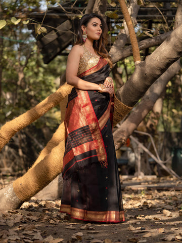 Maheshwari Saree Handloom Silk Saree -Aprajita- Maahishmati Sarees