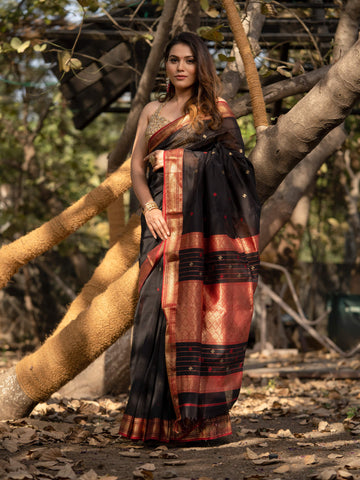 Maheshwari Saree Handloom Silk Saree -Aprajita- Maahishmati Sarees