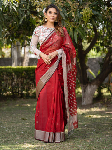 Maheshwari Saree Handloom Silk Saree -Laxmi- Maahishmati Sarees