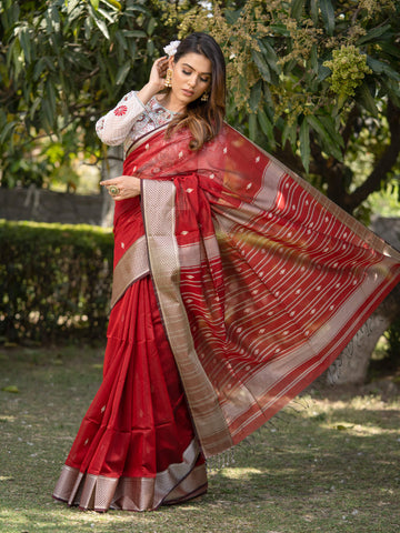 Maheshwari Saree Handloom Silk Saree -Laxmi- Maahishmati Sarees