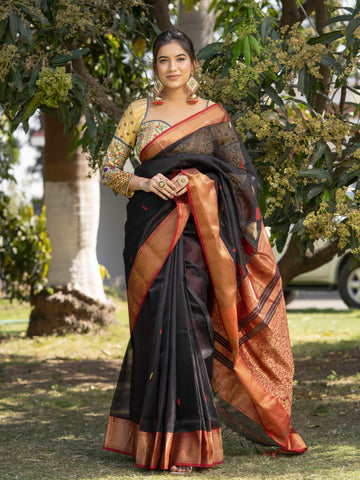 Maheshwari Saree Handloom Silk Saree -Janhvi- Maahishmati Sarees