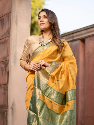 Maheshwari Saree Handloom Silk Saree -Usha- Maahishmati Sarees