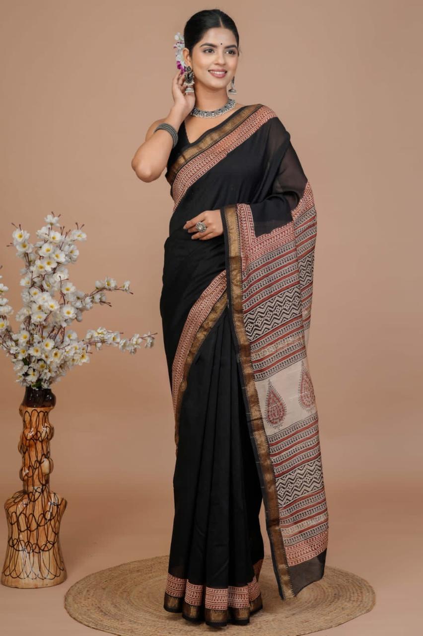 Karishma - Bagru Hand Block Printed Silk Cotton Saree