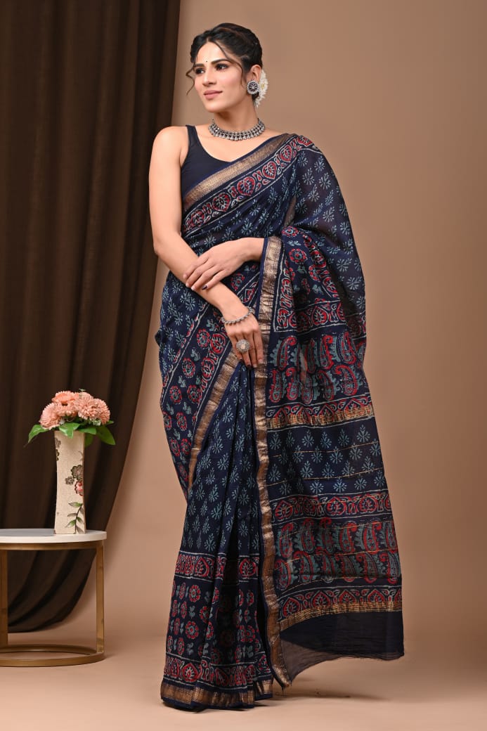 Karishma - Bagru Hand Block Printed Silk Cotton Saree