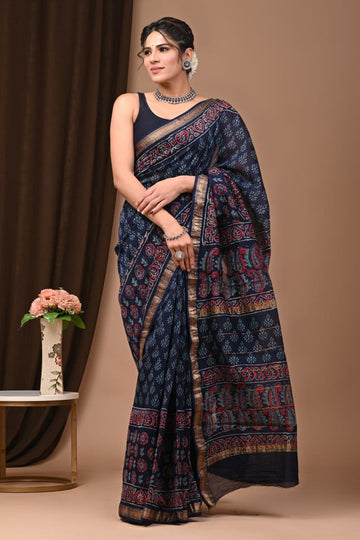 Karishma - Bagru Hand Block Printed Silk Cotton Saree