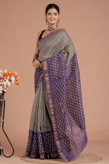 Shweta - Bagru Hand Block Printed Silk Cotton Saree