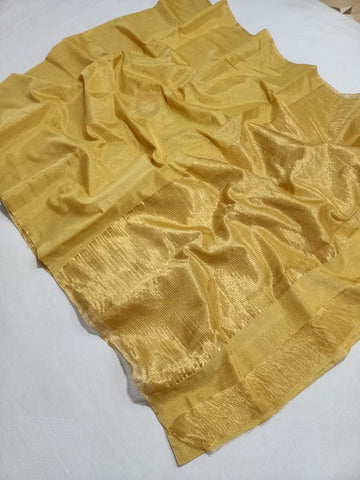 Maana - Chanderi Handloom Tissue Silk Saree Colour Tissue Silk Saree - Yellow