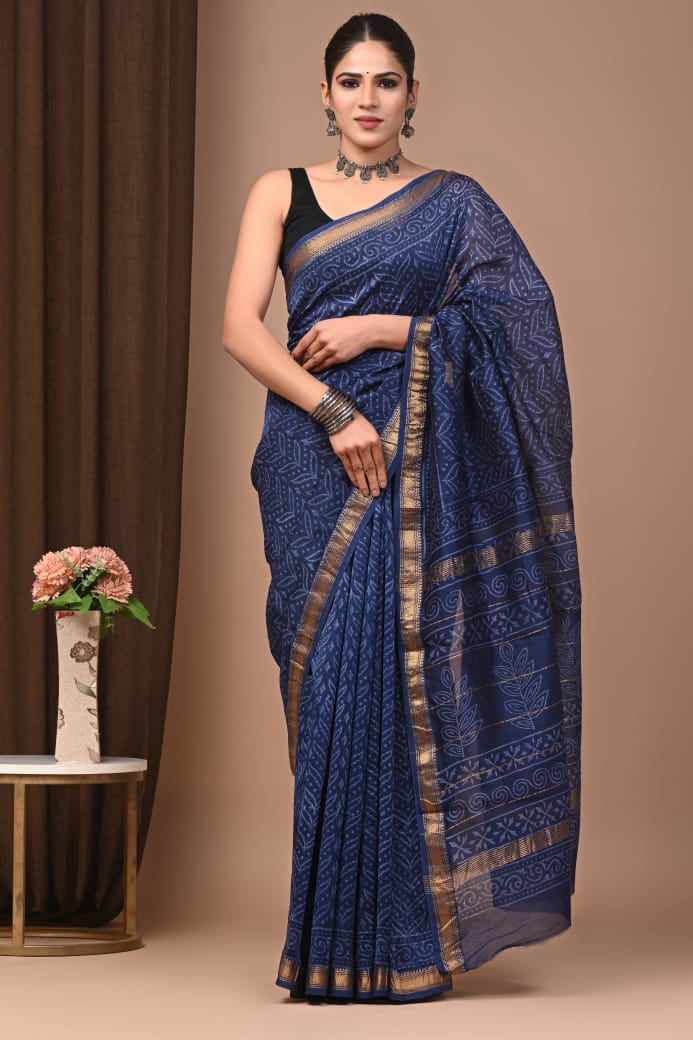 Karishma - Bagru Hand Block Printed Silk Cotton Saree