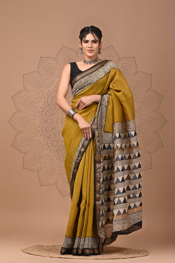 Karishma - Bagru Hand Block Printed Silk Cotton Saree