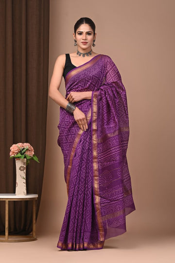 Karishma - Bagru Hand Block Printed Silk Cotton Saree