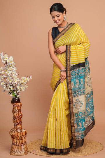 Shweta - Bagru Hand Block Printed Silk Cotton Saree