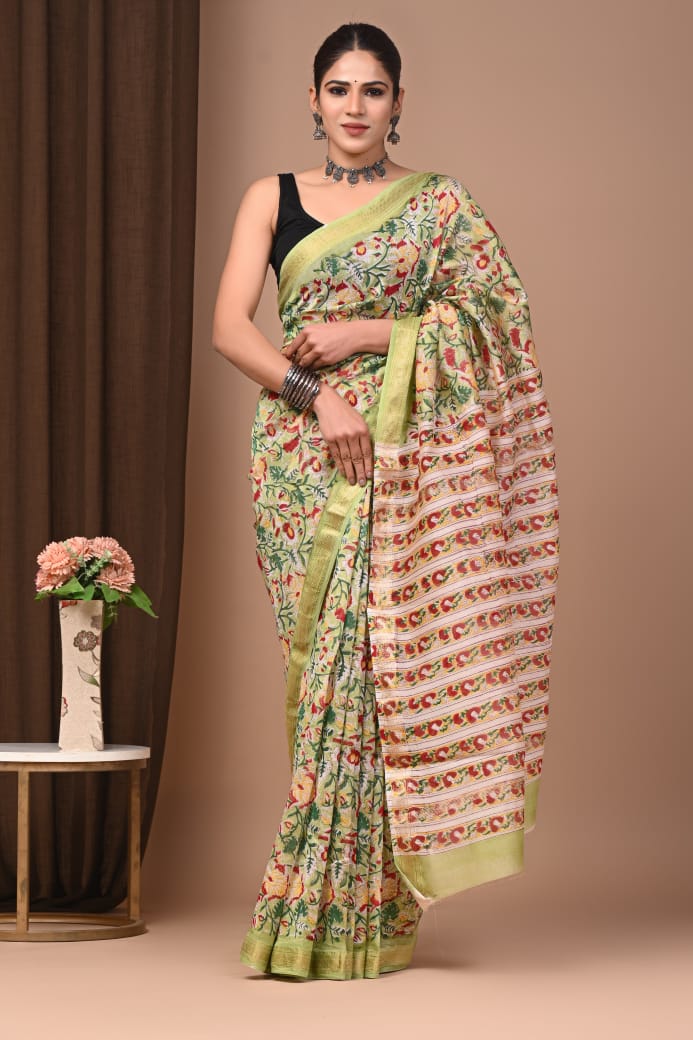 Karishma - Bagru Hand Block Printed Silk Cotton Saree