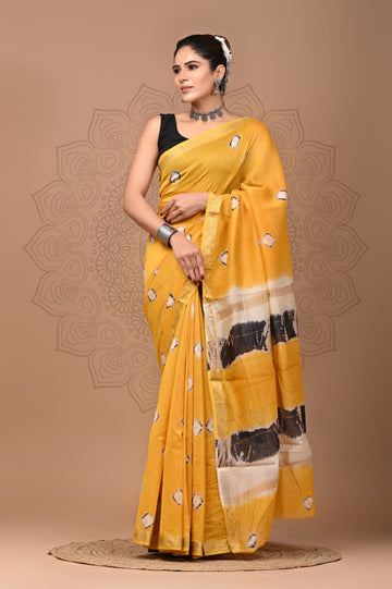 Padma - Bagru Hand Block Printed Silk Cotton Saree