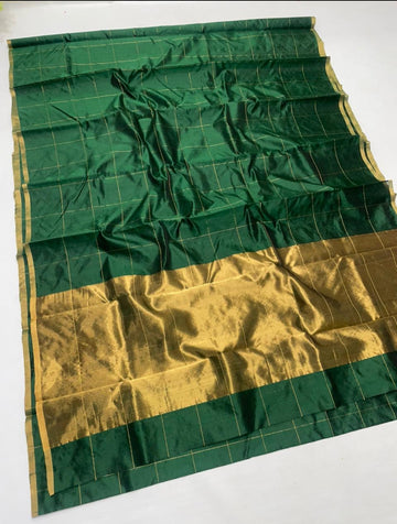 Neena Gupta Ji - Raw Mango Inspired Chanderi Handloom Pattu (silk by silk) Saree - Green
