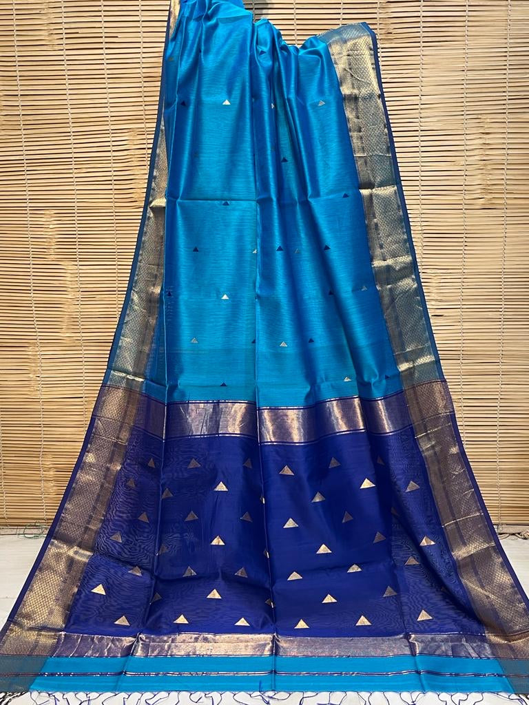 Tricone Buti - Maheshwari Handloom Silk by Cotton Saree
