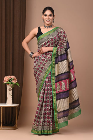 Karishma - Bagru Hand Block Printed Silk Cotton Saree