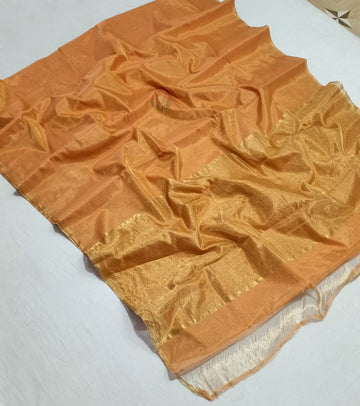 Maana - Chanderi Handloom Tissue Silk Saree Colour Tissue Silk Saree - Orange