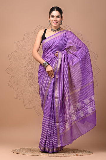 Padma - Bagru Hand Block Printed Silk Cotton Saree