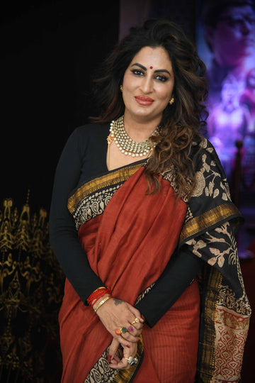 Jency - Bagru Hand Block Printed Silk Cotton Saree