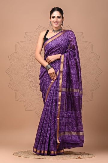 Padma - Bagru Hand Block Printed Silk Cotton Saree