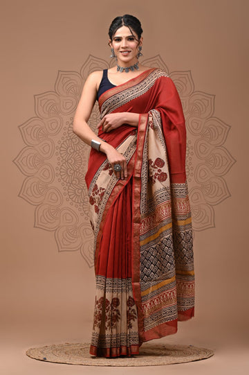 Karishma - Bagru Hand Block Printed Silk Cotton Saree