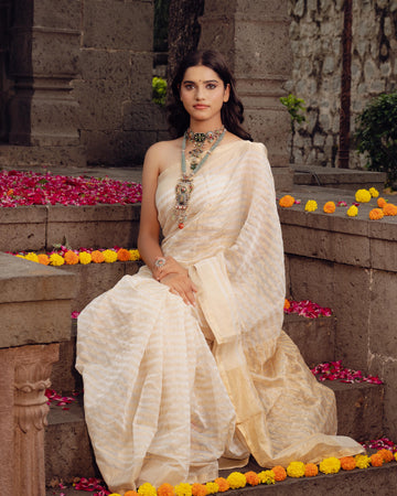 Deepika - Maheshwari Handloom Silk by Cotton Saree