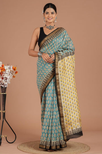 Shweta - Bagru Hand Block Printed Silk Cotton Saree