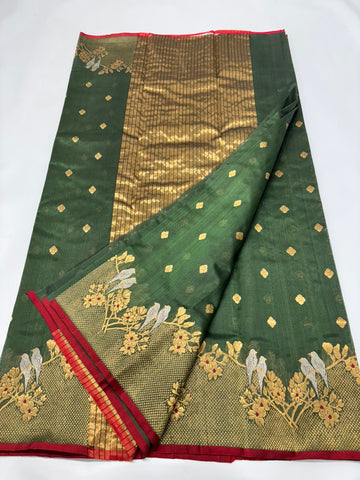 Panchi - Chanderi Handloom Pattu Silk Saree with Meenakari Borders