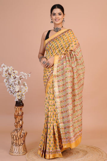 Shweta - Bagru Hand Block Printed Silk Cotton Saree