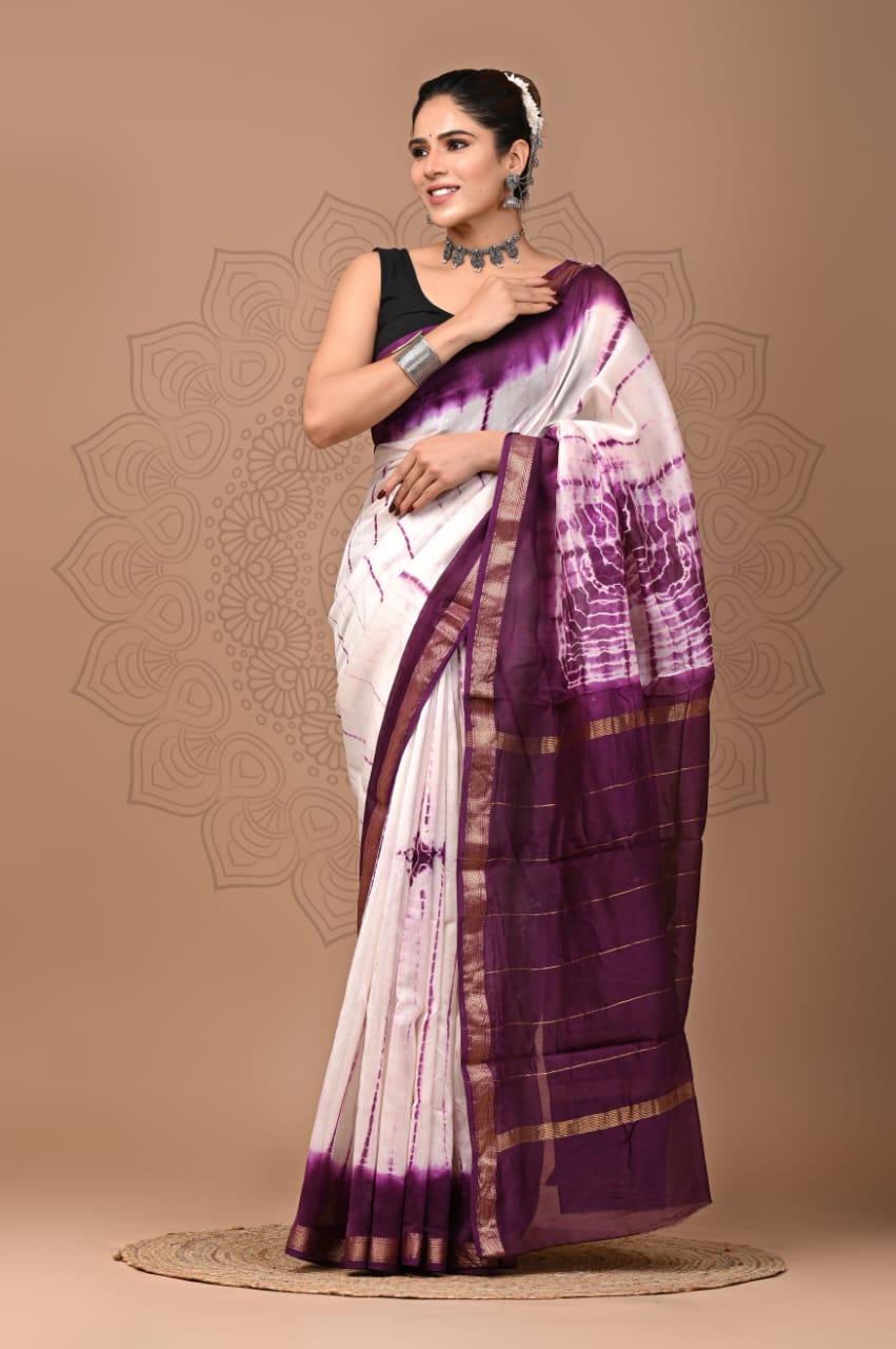 Ridhima - Bagru Hand Block Printed Silk Saree