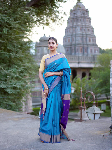 Sandhya - Maheshwari Handloom Silk by Cotton Saree