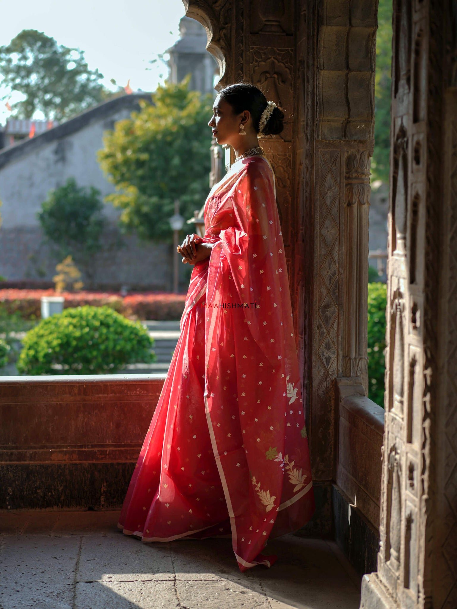 Saanvi - सान्वी Chanderi Handloom Silk by Cotton Saree - Red