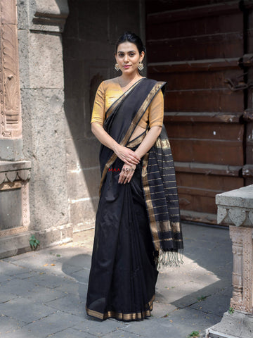 Devasree - Maheshwari Handloom Silk by Cotton Saree