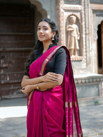 Devasree - Maheshwari Handloom Silk by Cotton Saree