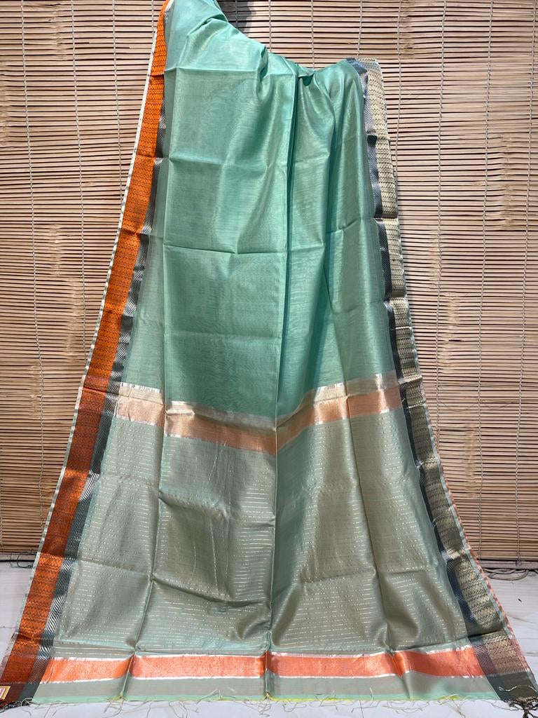 Ganga Jamuna - Maheshwari Handloom Silk by Cotton Saree