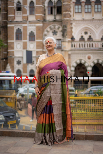Anindya - Chanderi Handloom Tissue Saree - Multi Colour