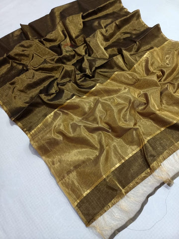 Maana - Chanderi Handloom Tissue Silk Saree Colour Tissue Silk Saree - Brown