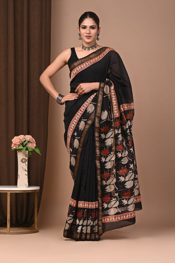 Karishma - Bagru Hand Block Printed Silk Cotton Saree