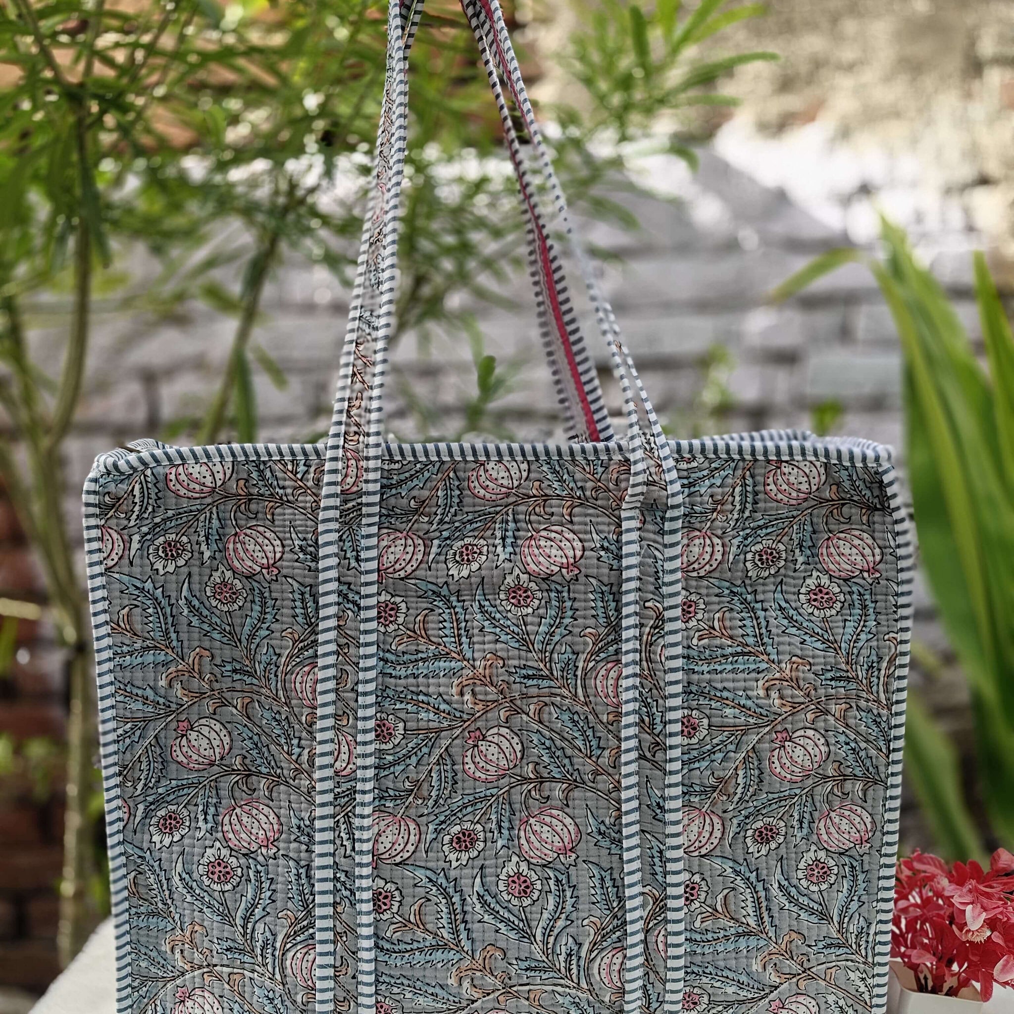 Rang - Sanganer Print Cotton Tote Bag - 18 x 18 inches