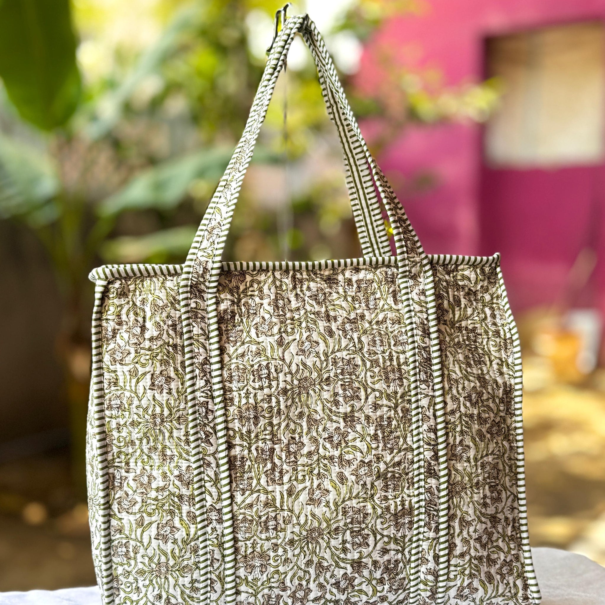 Rang - Sanganer Print Cotton Tote Bag - 18 x 18 inches