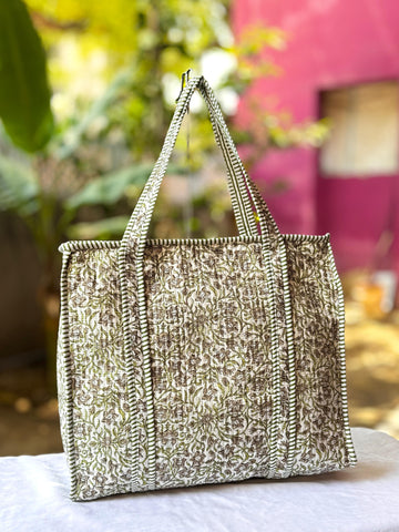 Rang - Sanganer Print Cotton Tote Bag - 18 x 18 inches