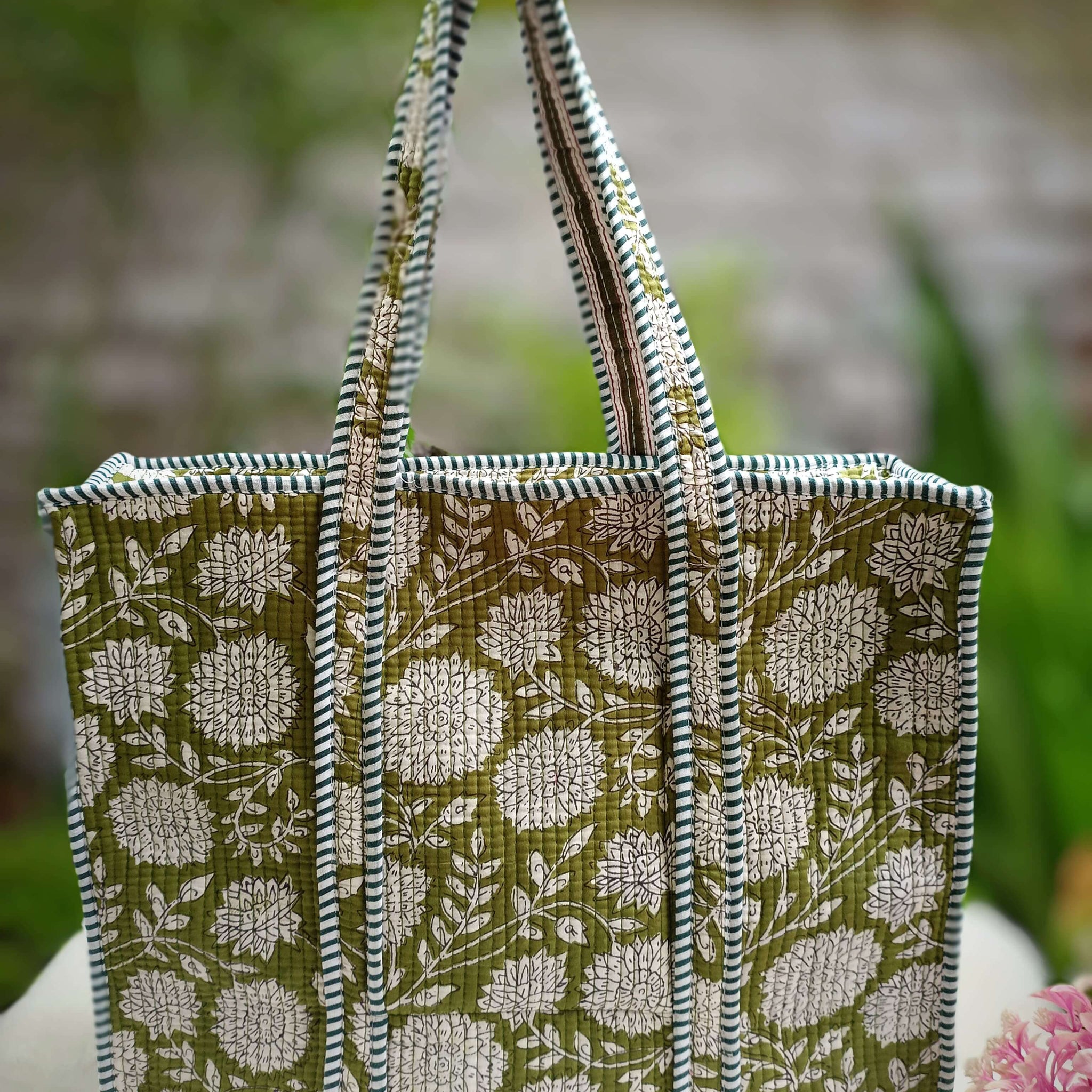 Rang - Sanganer Print Cotton Tote Bag - 18 x 18 inches