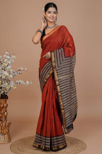 Karishma - Bagru Hand Block Printed Silk Cotton Saree