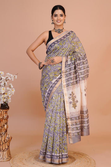 Shweta - Bagru Hand Block Printed Silk Cotton Saree