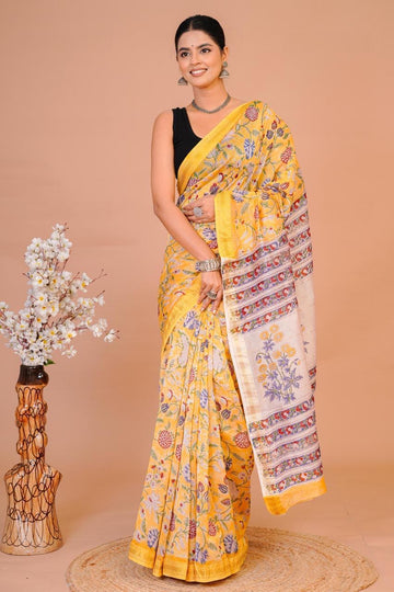 Shweta - Bagru Hand Block Printed Silk Cotton Saree