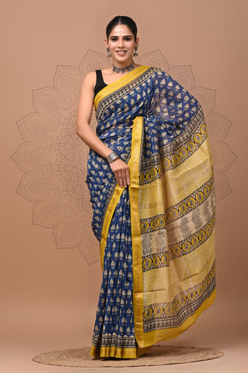Karishma - Bagru Hand Block Printed Silk Cotton Saree