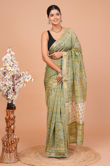 Shweta - Bagru Hand Block Printed Silk Cotton Saree
