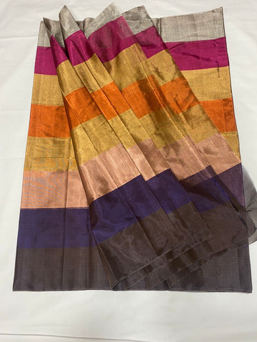 Sangam - Chanderi Handloom Multi Colour Tissue Silk Saree